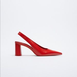 NWOT. Zara Red High-heel Slingback Court Shoes. Size 9.